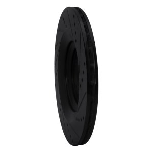 Audi S6 Brake Rotor (1) - Rear Left - R1 Concepts - Drilled & Slotted - Black - `07-`11